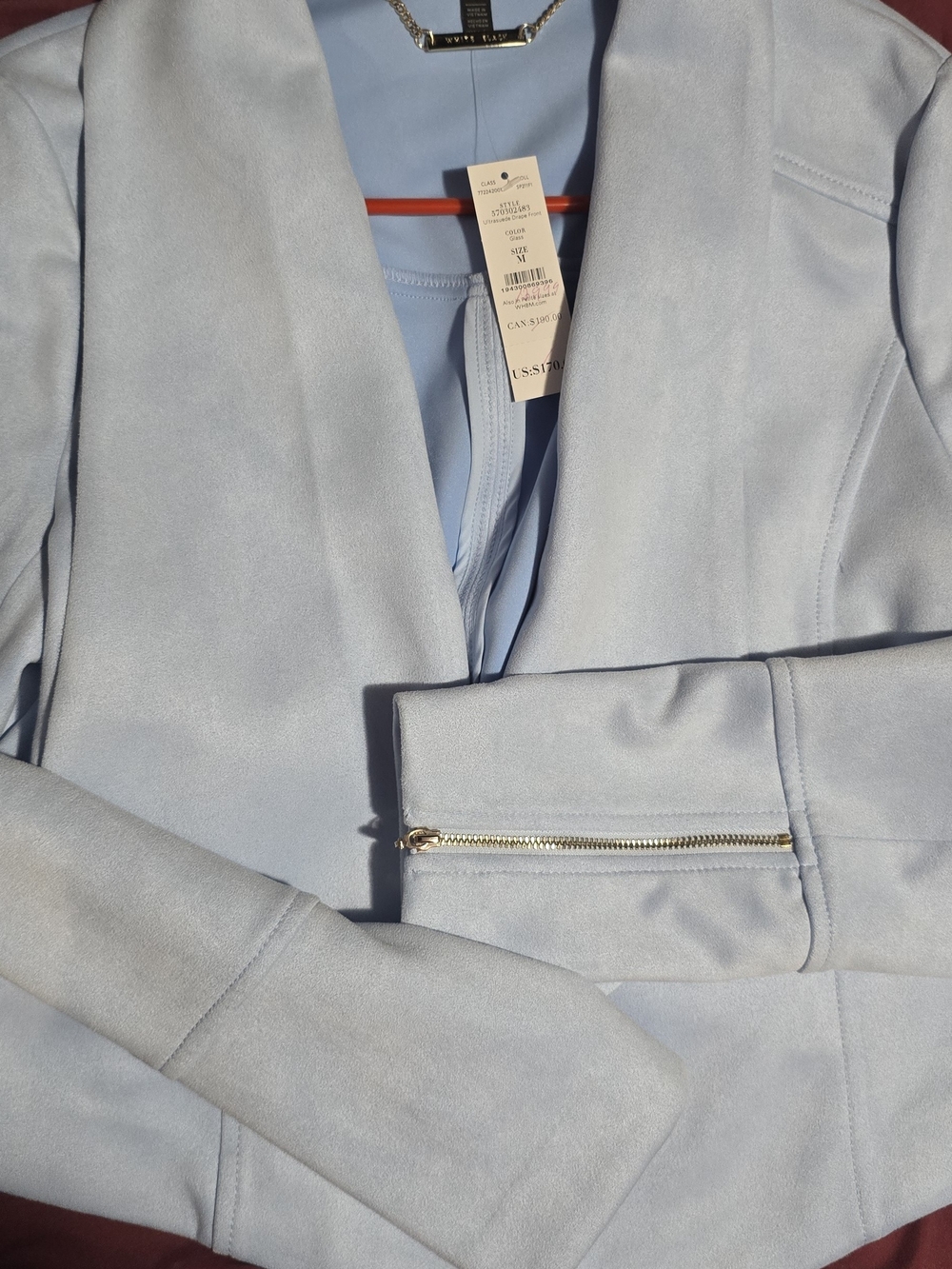 Light Blue Women's Zip-Accent Blazer Jacket